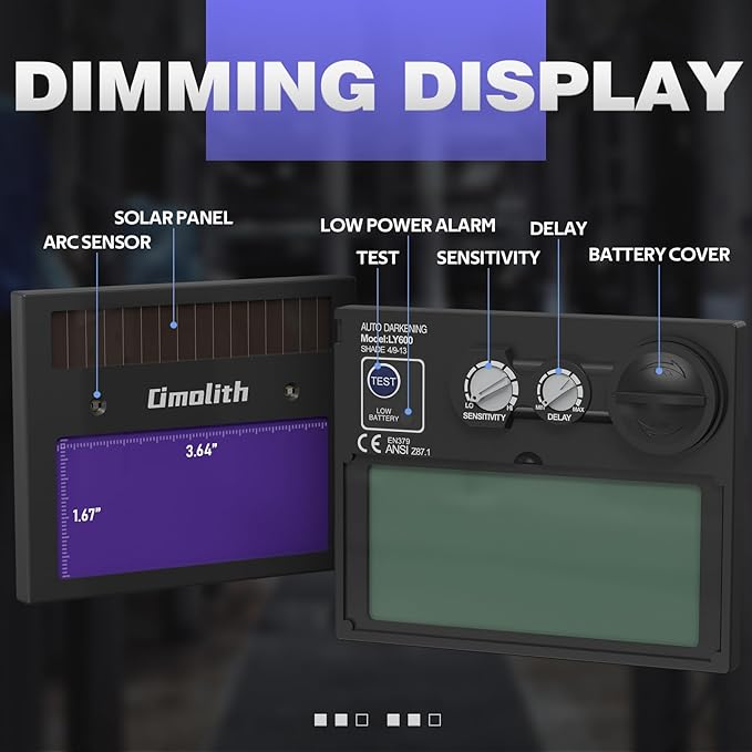 1/1/1/1 True Color Auto Darkening Welding Helmet with light, Solar Powered Wide Shade 4/9-13 for TIG MIG Stick Weld Hood Welding Mask