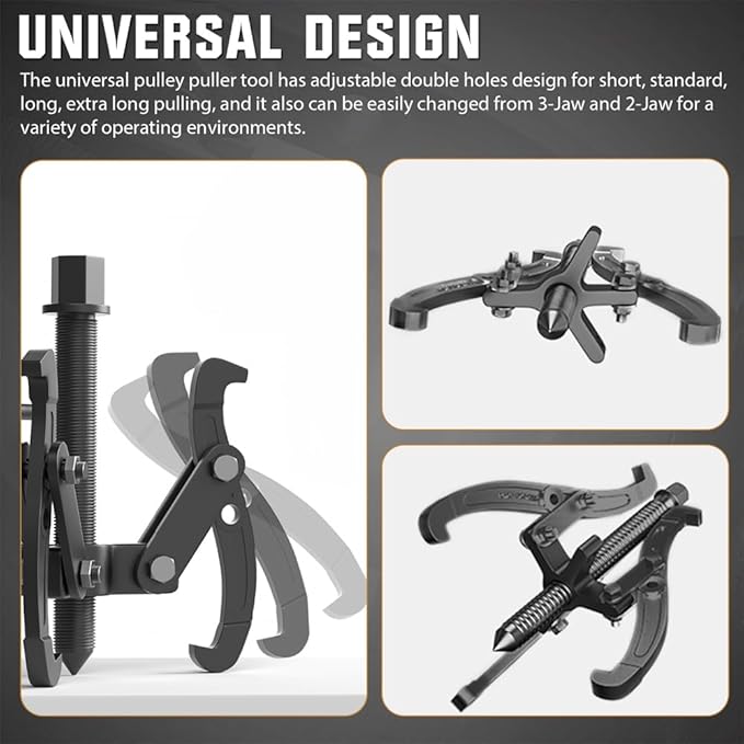 XIIW 3'' 4'' 6'' Gear Puller Set, 3 Jaw Bearing Puller with Reversible Jaws, 2 Jaw / 3 Jaw Pulley Puller Tool for Pulley Gear Bearing Flywheel Removal, 4pcs Gear Extractor Tool 1.1t/1.6t/3.0t