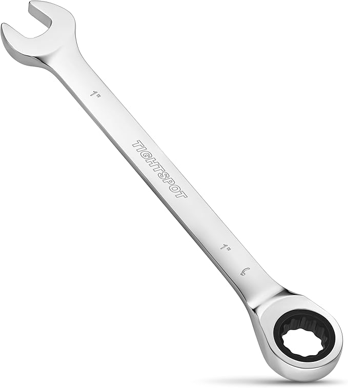 TIGHTSPOT 1 Inch Ratchet Combination Wrench with Precision Movement and Hardened, Polished Steel for Projects with SAE Tight Spaces