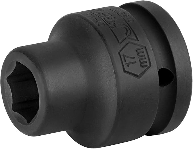 Jetech 3/4 Inch Drive 17mm Standard Impact Socket, Made with Chrome Molybdenum Alloy Steel, Heat Treated, 6-Point Design, Metric