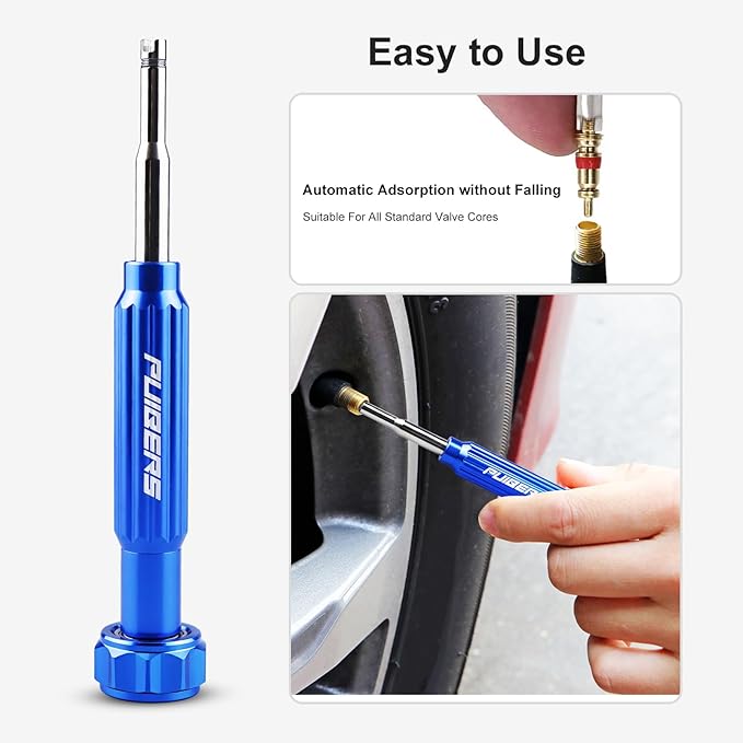 Tire Valve Stem Removal Tool Kit 3-Piece Set, Presta and Schrader Valve Core Removal Tools Set with 4 in 1 Valve Stem Puller Repair Tools