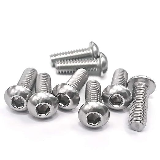 1/4-20 x 1/2" Button Head Socket Cap Bolts Screws, 304 Stainless Steel 18-8, Allen Hex Drive, Bright Finish, Fully Machine Thread, Pack of 25