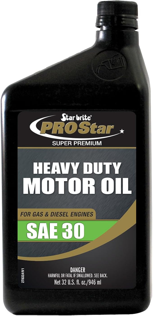 STAR BRITE Pro Star Super Premium Heavy Duty Motor Oil SAE 30 - Exceeds API Specifications for Diesel & Gasoline Engines - 32 OZ (027832)