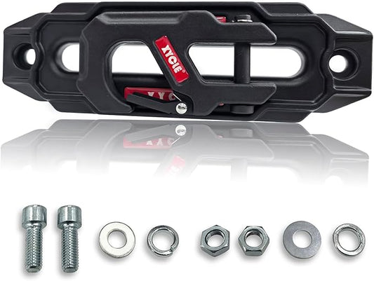 Winch Fairlead with Tow Hook,7075 Aluminum Hawse Fairlead with High Strength Alloy Steel Forged Winch Hook, for 10000 lb. - 20000 lb. winches, 10 in. (254 mm) mounting Size (Frosted Black)