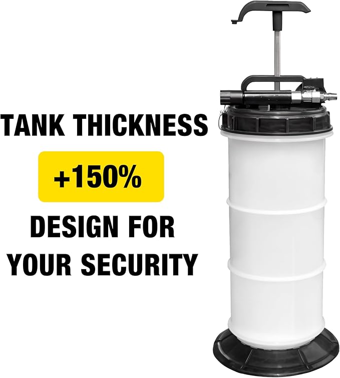 YELLOW JACKET Fluid Extractor Manual and Pneumatic 6.0L Capacity for Leak-Free, Overfill-Proof Automotive Oil & Fluid Changes