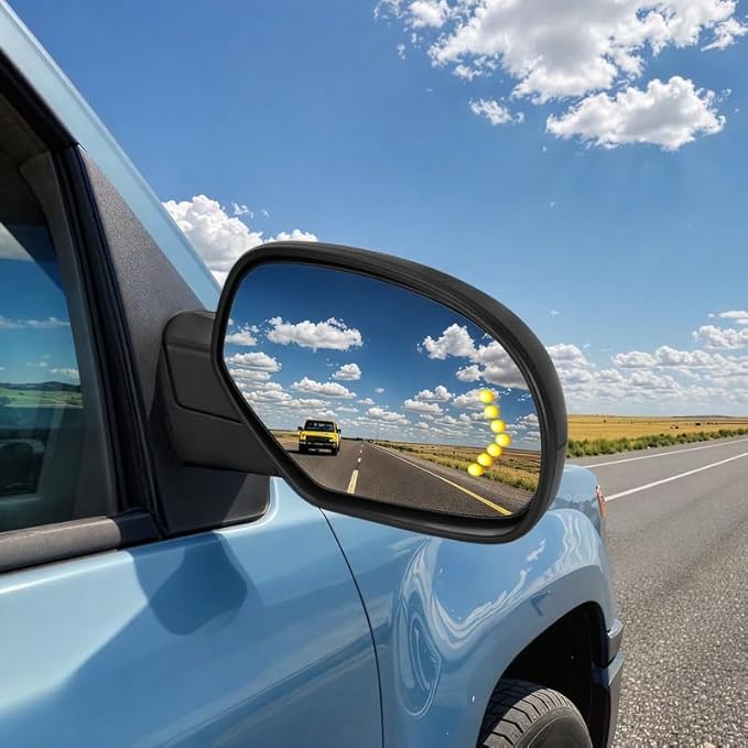 DWVO Passenger Side Power Heated Mirror for 2007-2013 Chevy Silverado & GMC Sierra, 2014 2500HD/3500HD, Tahoe, Suburban, Avalanche, Yukon XL Denali with LED Turn Signal, Telescoping & Manual Folding