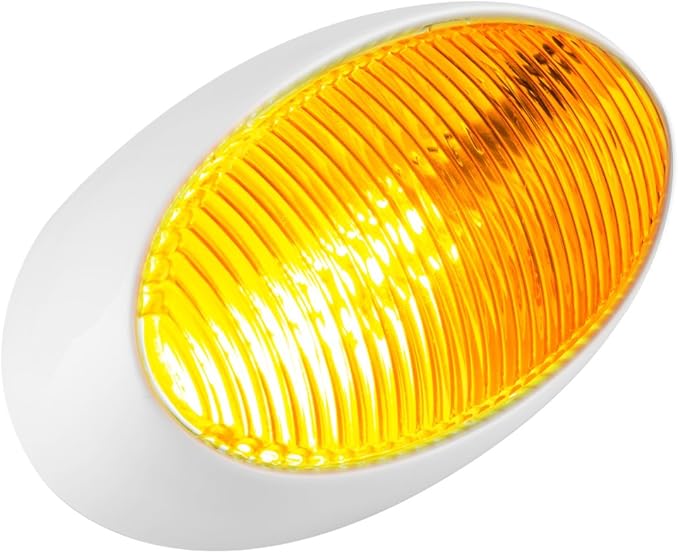 Lumitronics RV 12V LED Oval Porch Utility Light, Clear & Amber Lenses for Motorhomes, Campers, Trailers, 5th Wheels (White)