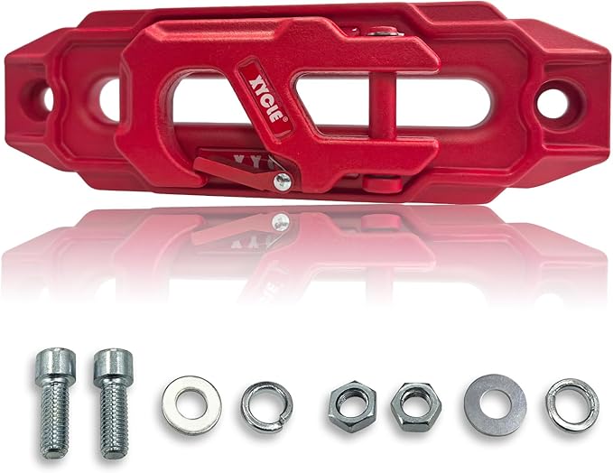 Winch Fairlead with Tow Hook,7075 Aluminum Hawse Fairlead with High Strength Alloy Steel Forged Winch Hook, 20000lb Winch Fairlead Hook (Red)