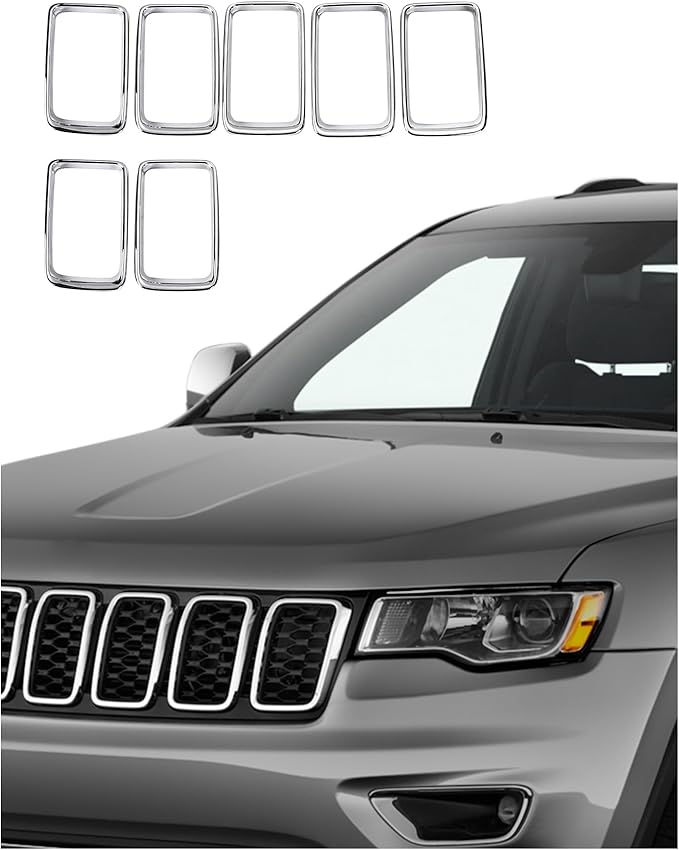 for Grand Cherokee Chrome Grill Inserts Front Grille Mesh no Mesh Cover Guard for 2014-2016 Jeep Grand Cherokee Clip-on Grille Accessories
