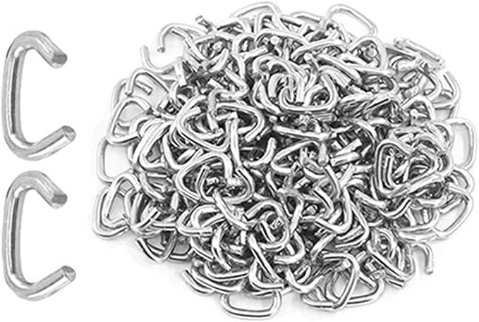 1000Pcs 3/8" Galvanized Hog Rings Assortment Kit, Professional Hog Rings Installation Kit for Bungee Shock, Cords, Animal Pet Cages