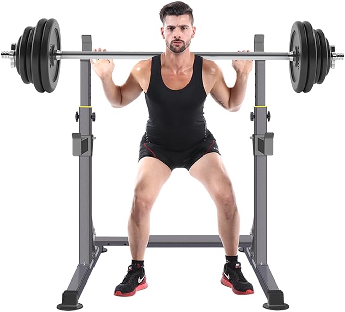 Adjustable Squat Rack,Multi-Function Barbell Rack for Weight Lifting and Home Gym Fitness Workout Portable Squat Bench Press