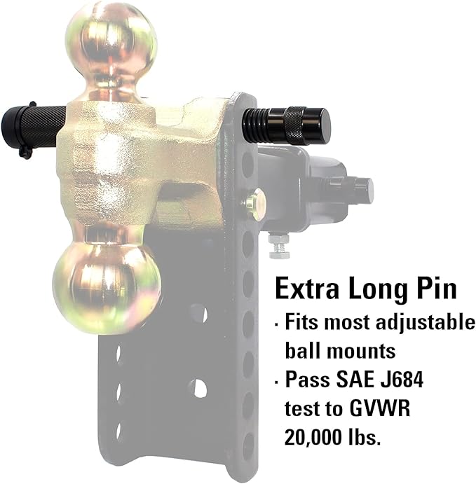 79833 Keyed Alike 5/8" Trailer Hitch Lock with Extra Long 4-1/2" Span, Double Safety Tow Hitch Locking Pin for 3" Receivers and Adjustable Channel Mounts, 3-Pack