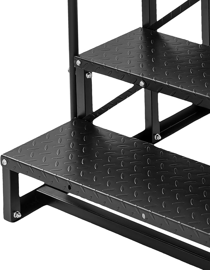 6-Step RV Steps with Handrail, Heavy Duty Carbon Steel Freestanding Outdoor Stairs for RV Camper Mobile Home Pool Hot Tub, Portable Staircase (6 Steps)