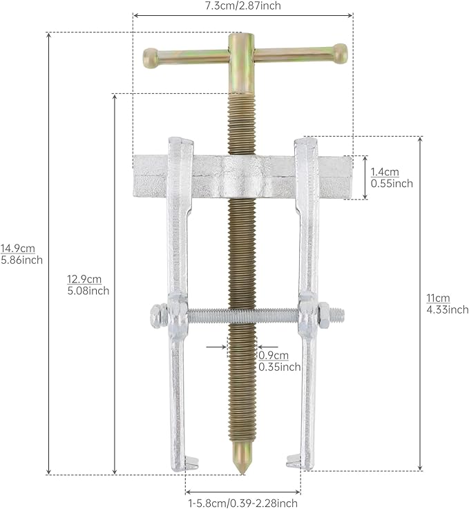 ChgImposs 4 Inch Two Jaw Bearing Puller Tool, Adjustable Carbon Steel Gear Pulley & Flywheel Remover Kit for Motorcycle, Car & Machine Use