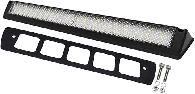 Raycharm 22.4" RV Exterior LED Porch Lighting Fixture, 40° Down Angle Flood Beam, 6000K Cool-White, 12V/24V DC, High Lumen Output Low Current Draw, Aluminum Housing Black Finish, 1-Pack