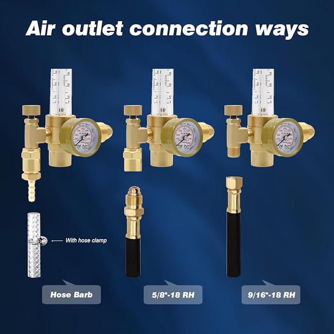 WeldingStop Argon/CO2 MIG TIG Gas Regulator Flow Meter Gauge Welding Weld with 6.5ft Gas Hose