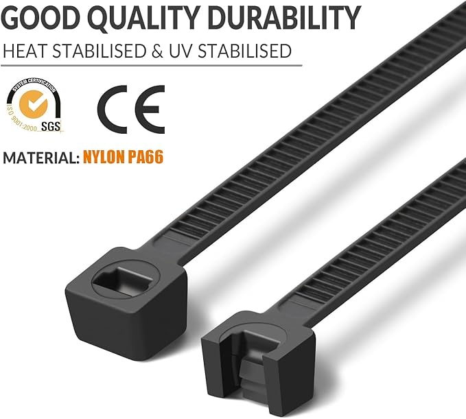 100 PCS 18 inch White Zip Ties Heavy Duty, 75LBS Tensile Strength, Self-Locking Heavy Duty UV Resistant Cable Ties for Indoor and Outdoor