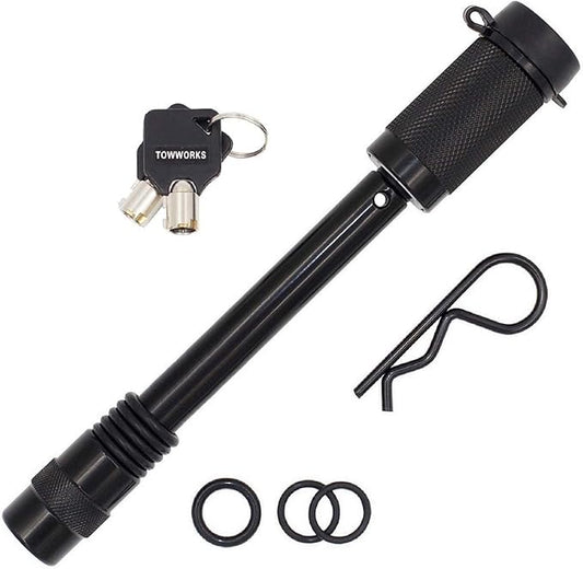 79830 Keyed Alike 5/8" Trailer Hitch Lock with Extra Long 4-1/2" Span, Double Safety Tow Hitch Locking Pin for 3" Receivers and Adjustable Channel Mounts