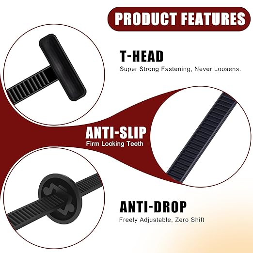 100 Pack Nylon Universal Cable Tie Buckle Zip Tie, Heavy Duty Self-Locking Push Pin Design with Button, UV Resistant Fasteners for Car Repair (Fender, Bumper, Trunk Liner), Wire Bundling, Home&Garage