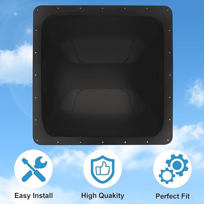 XMK 26" x 26" RV Skylight Replacement Cover,Camper RV Skylight Cover Outer Dome Fits 22" x 22" Shower Roof Openings for Camper Trailer Motorhome Fifth Wheel Truck,Impact Resistant(Black)