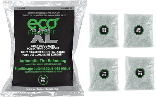 ECO Balance 03-ECOXL4 ECO XL Extreme Condition Tire/Wheel Balancing Beads - Off-Road Vehicles, Light Duty Truck Tires, (4) 3oz Balance Bead Bags, (4) Valve Caps