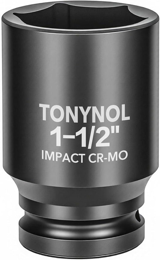 3/4" Inch Drive Deep Impact Socket,6-Point,SAE 1-1/2",80mmL,CR-MO,Heavy-Duty Automotive & Industrial Repair