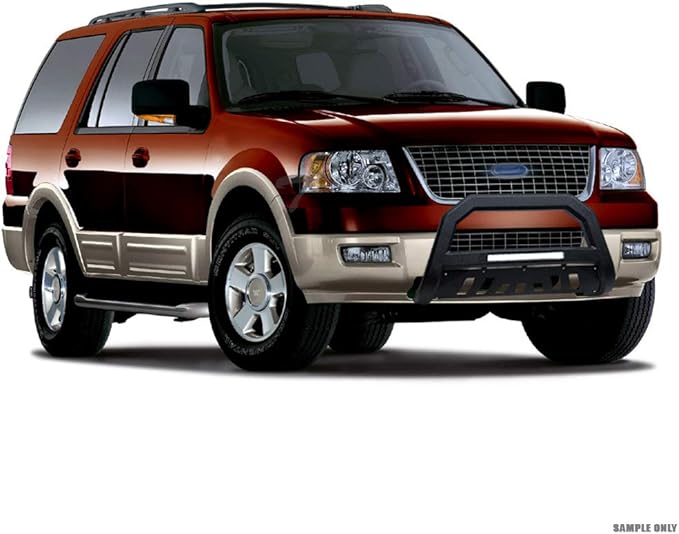 Textured Black AVT Style Aluminum LED Light Bull Bar Brush Push Front Bumper Grill Grille Guard with Skid Plate Compatible with 05-07 Jeep Grand Cherokee / 06-10 Commander