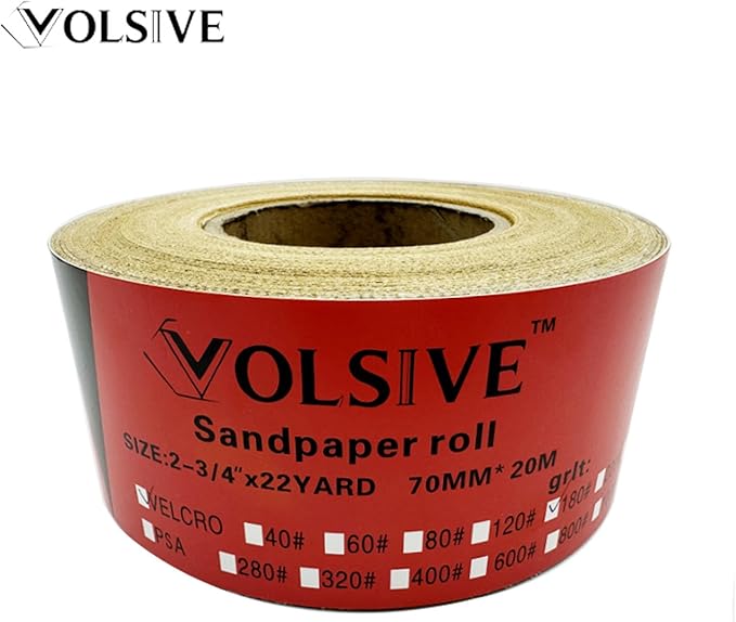 VOLSIVE Abrasive Sheet Roll Sand Paper Rolls Automotive Sandpaper Roll Clean Sand Sheet Roll for Woodworking, Auto Body, Air File Sander and Hand Sanding Blocks, 2.75 inch x 22 yard - 120 Grit