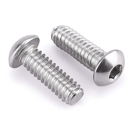 1/4-20 x 5/8" Button Head Socket Cap Bolts Screws, 304 Stainless Steel 18-8, Allen Hex Drive, Bright Finish, Fully Machine Thread, Pack of 25