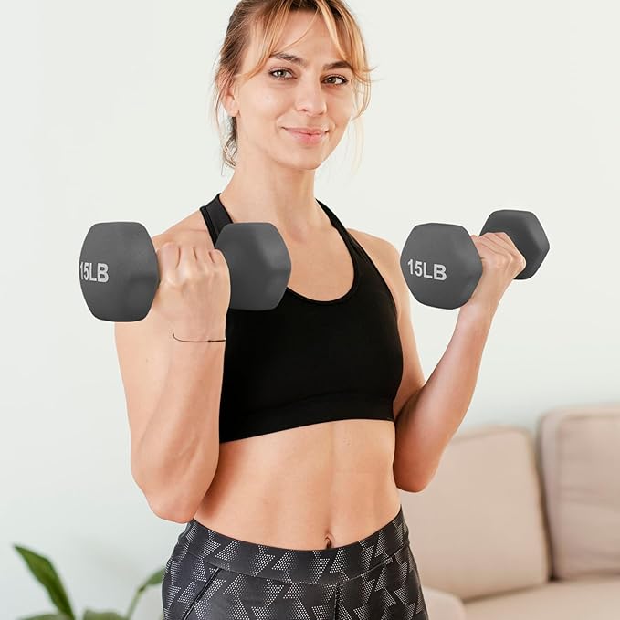 MADOG Dumbbell Set, Anti-Slip Neoprene Coated Hexagon Hand Weights for Home Gym Equipment Workouts Strength Training