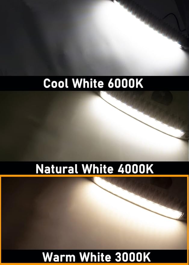 Raycharm 15.4" RV & Boat Low-Profile LED Work Light Fixture, 40° Down Angle Focused Flood Beam, 3000K Warm-White, High Light-Output Low Ampere, Wateproof White Finish, 12V/24V, 1-Pack