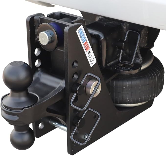 Shocker HD Max Air Hitch & Combo Ball, Fits 2" Hitch Black Combo 2" & 2-5/16" Balls