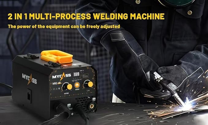 Welding Machine，MIG Welder with 2-in-1 Flux Core/Wand Welder Welder with 130 Amp 110 Volt Airless MIG Welder with Synergy IGBT Inverter Welder Portable Wire Welder