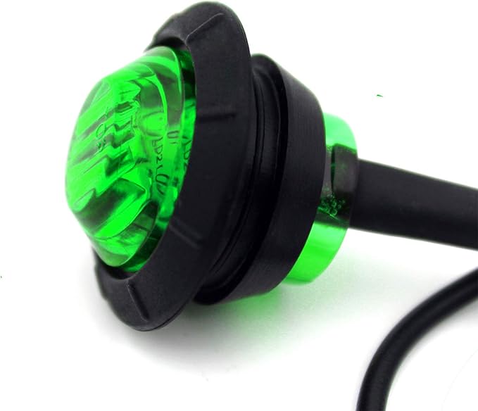 KEING 10 Pack Sealed Waterproof Mini Round 3/4 Inch Green LED Marker lights Signal Light 12V for Trailer Truck Bus Pickup Van ATV RV Lorry Caravan, 5 Years Warranty