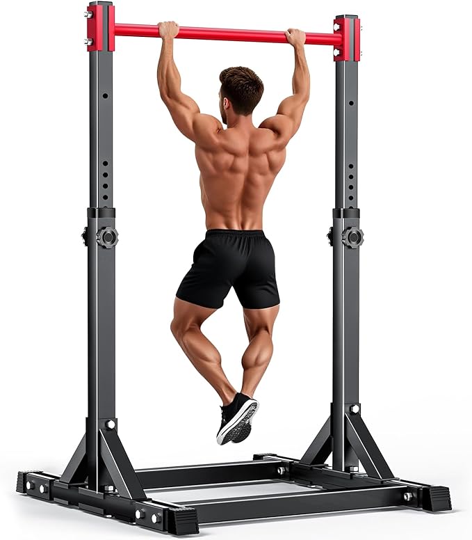 AFFLUENT Pull Up Bar Free Standing Power Tower Station - 330LBS Heavy Duty Adjustable Pullup Bar Stand for Home Gym, Multifunction Dip Station with 8-Level Height
