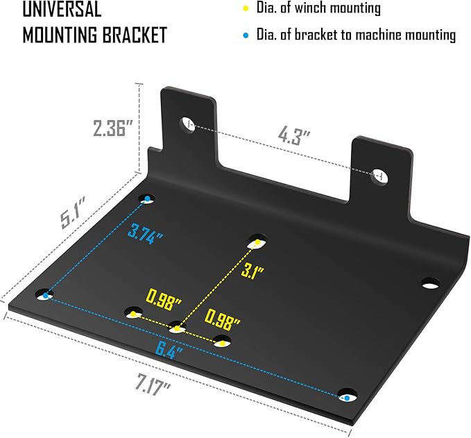 CALLIERT 3500LB Powerful Electric Synthetic Winch 12V DC ATV UTV Winch, 3/16'' Synthetic Rope Waterproof Powerful Winch with Wireless Remote Control Switch and Mounting Bracket