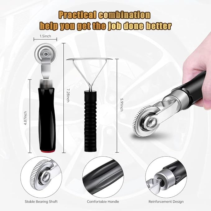 60 Pieces Tire Patch Kit 32 mm 42 mm 58 mm Tire Repair Kit with Tire Patch Roller Scraping Cutter Tire and Tube Patches Tire Repair Tools for Car Truck Motorcycle Bike Wheel