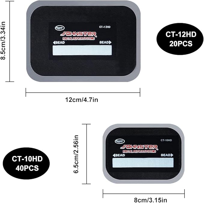 60 Pieces Tire Patches Heavy Duty 2.6 x 3.2 inche 3.4 x 4.8 Inche, Rubber Tire Patches Radial Tire Repair Patch Tire Plug Kit Emergency Repair Tool for Puncture Car Truck Bus Tractor Vehicle