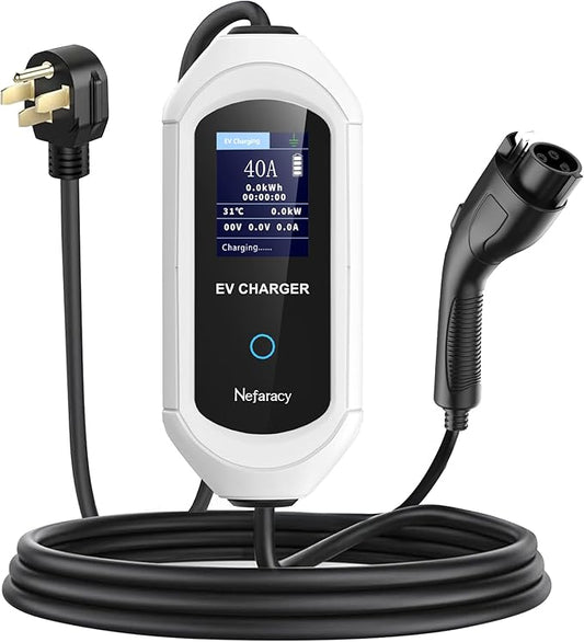 EV Charger Level 2, 40A Amp Portable EV Charger for All SAE J1772 EVs Without Adapter, 25FT+2FT Cable, 9.6KW EV Car Charging Station with App Control, Electric Vehicle Chargers(240V, NEMA14-50 Plug)