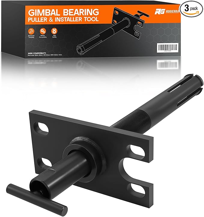 Gimbal Bearing Puller and Installer Tool Kit for Mercruiser Alpha, Alpha 1, MR, Bravo, OMC & Volvo - Heavy Duty Carbon Steel Marine Bearing Remover/Extractor