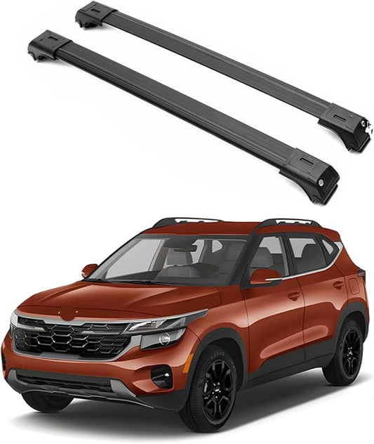 ERKUL Roof Rack Cross Bars for 2021-2026 Kia Seltos X-Line | Aluminum Crossbars with Anti-Theft Lock for Rooftop | Compatible with Raised Rails - Black