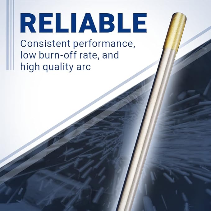 Midwest Tungsten Service TIG Welding Tungsten Electrodes 10-Pack (Gold - 1.5% Lanthanated Tungsten (WL15/EWLa-1.5), 1/8")