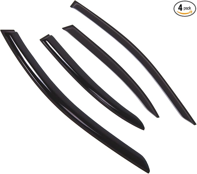 TuningPros Outside Mount Window Vent Visors Rain Guards Compatible with Mercedes C250 C300 C400 2015-2016 | Side Window Wind Deflectors Rain Shields | Smoke Tinted, 4 Pcs Set, DGWV-833