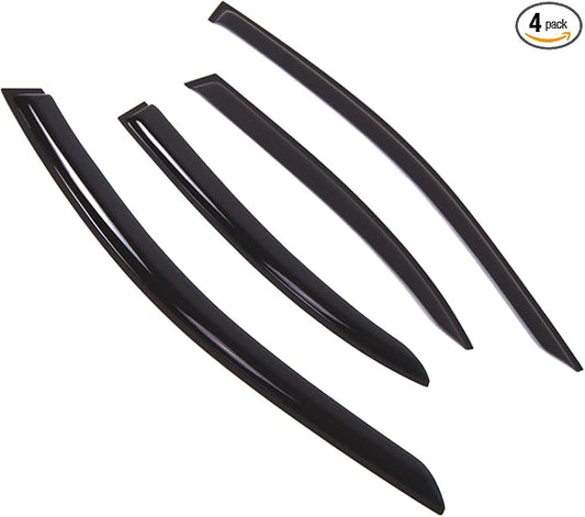 TuningPros Outside Mount Window Vent Visors Rain Guards Compatible with Mercedes C250 C300 C400 2015-2016 | Side Window Wind Deflectors Rain Shields | Smoke Tinted, 4 Pcs Set, DGWV-833