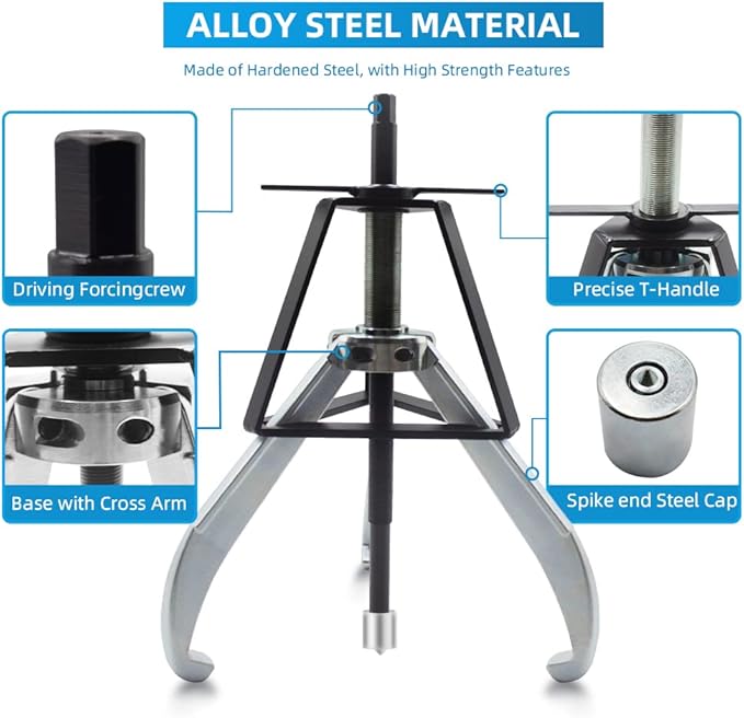 BESTOOL 3 Jaw Gear Puller,10 Ton Pulley Puller Tool, Removal Tool for Gears, Pulley and Flywheel