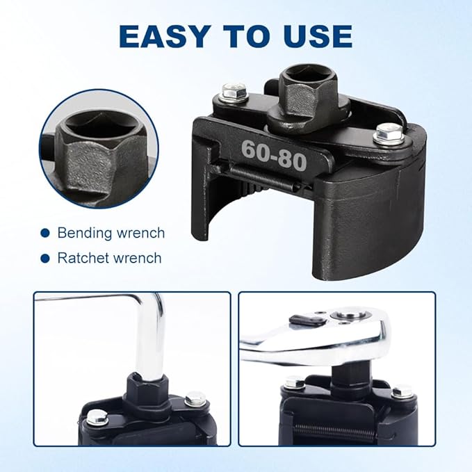 Adjustable Oil Filter Wrench New Update Oil Filter Removal Tool,Universal Oil Filter Removal Tool Fit for Small Medium-Sized Spin-On Oil Filter (80mm-105mm)