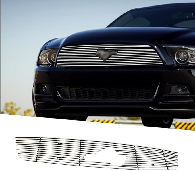 Chrome Main Upper Lower Bumper Grille Fits 2010-2012 Ford Mustang V6 Bolt Style Aluminum Grill Insert for Mustang V6 2010 2011 2012 (Main Upper)