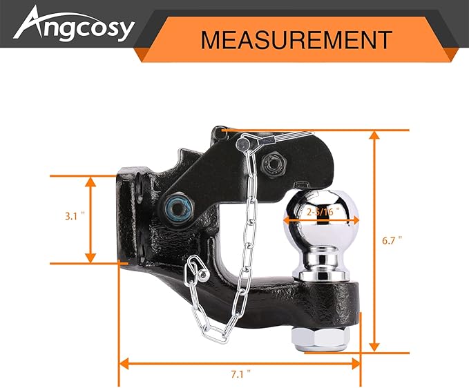 10-Ton Pintle Hook Trailer Hitches Receiver Hook Combination 2-5/16” Hitch Ball with Mounting Kit, 20000 lbs