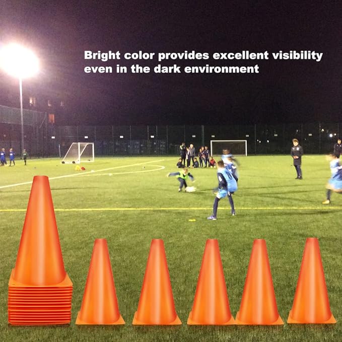 Cones Sports 9 Inch, 15 Pack Training Cones for Soccer Practice, Agility Field Cone Set for Drills Football Basketball, Plastic Cones for Outdoor Indoor Games
