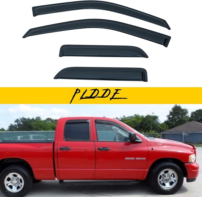Window Visor Rain Guards Compatible with 2009-2018 Dodge Ram 1500 Quad Cab/Extended Cab,Window Wind Deflector Vent Visors for Trucks Accessories Outside Mount Tape-On 4 Pieces